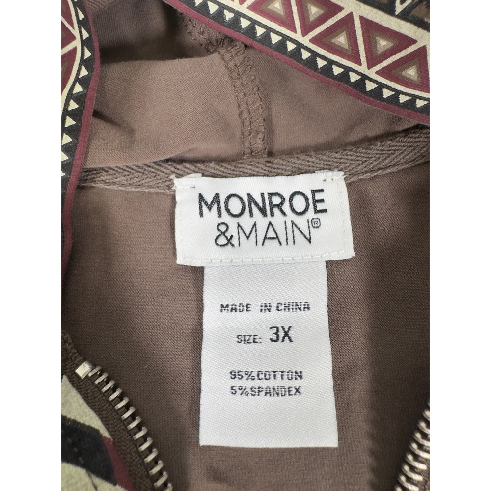 Monroe & Main Brown‎ Geometric Aztec Print Zip Up Hoodie Long Sleeve Women 3X - Picture 10 of 10